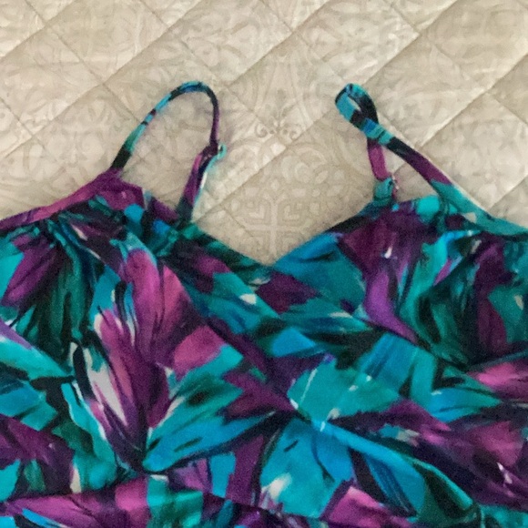 Croft & Barrow Purple and Blue One Piece Swimsuit with Tropical Print - Picture 1 of 8
